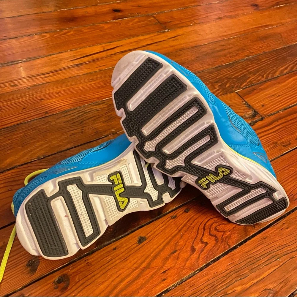 Fila DLS Foam Ancerus 5 Running Shoes Size 10 Blue & Yellow Neon Like New